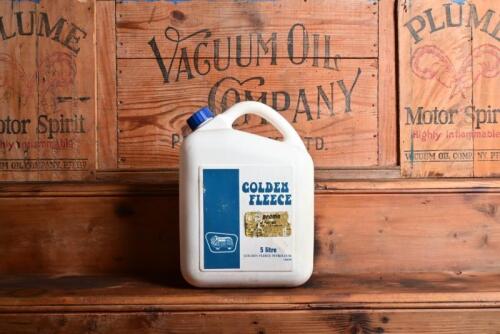 GOLDEN FLEECE: A 1970s five litre plastic oil bottle, stamped to base '12 01 76'