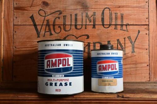 AMPOL: A five pound grease tin and one quart gearbox 'EP90' lubricant tins