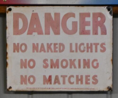 SHELL: A "Danger" tin sign, printed to the lower border: This equipment is property of the Shell company of Australia limited (incorporated in Great Britain), 30 x 35cm