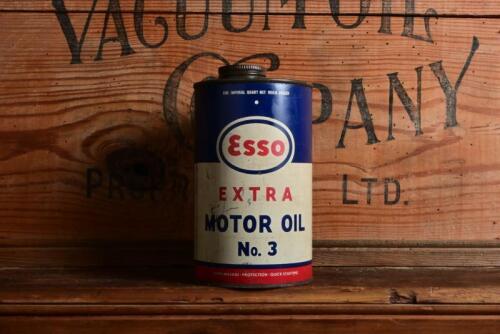 ESSO: A one quart Esso 'Extra Motor Oil No. 3' cylindrical tin