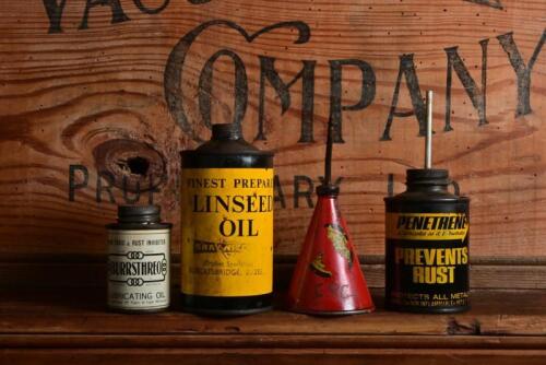 OIL: Four various small oil tins