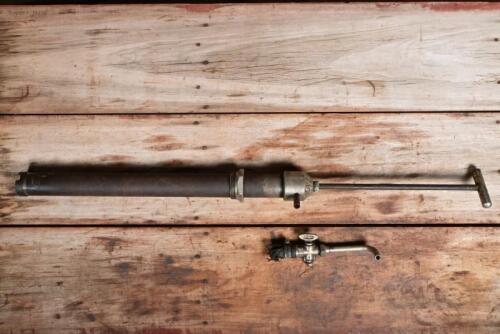 CASTROL: A Castrol drum hand pump and tap, 100cm long