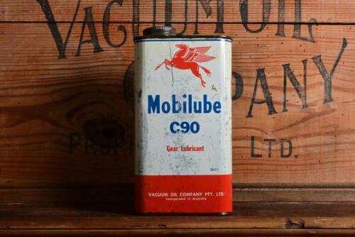 VACUUM OIL CO: A 1940/50s "Mobilube C90 Gear Lubricant" one imperial quart tin with embossed lid