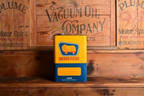 GOLDEN FLEECE: A one gallon Golden Fleece 'HVC No. 6' oil tin