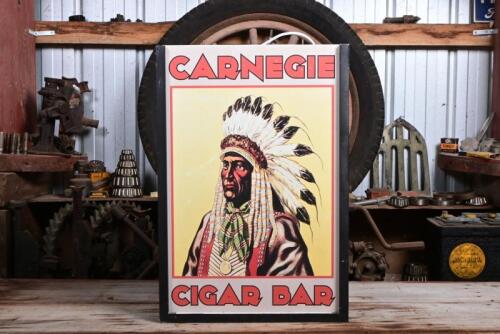 CARNEGIE: A modern double sided Carnegie cigar bar illuminated sign, 56 x 39