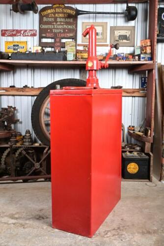 SHELL: An original highboy oil pump with embossed Shell clam pump, 124cm high approx