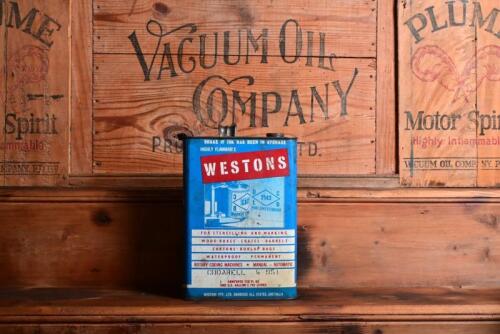 WESTONS: An Australian circa 1960s/1970 one gallon Westons stencilling ink tin markered 'CODARELL W 951;
