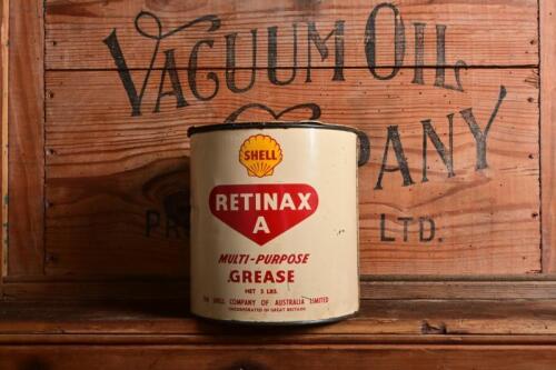 SHELL: A 1950s "Shell Retinax A" five pound grease tin