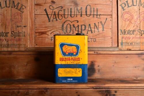 GOLDEN FLEECE: A "Golden Fleece Supra Safe Brake Fluid" one gallon tin, marked to front "Golden Fleece Petroleum"