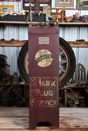CHAMPION: A vintage Champion spark plug cleaner and tester, serial number B9568, 105cm high, 27cm wide, 39cm deep