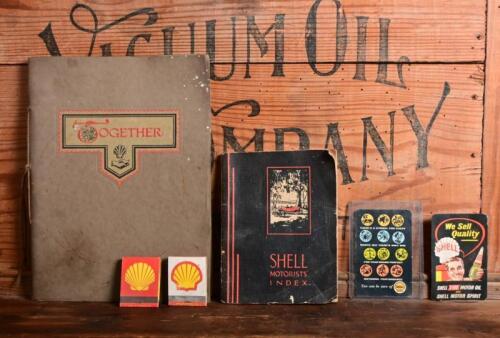 SHELL: A collection of Australian Shell paraphernalia including booklets, calendar cards and matches from service stations in Geelong and Ballarat