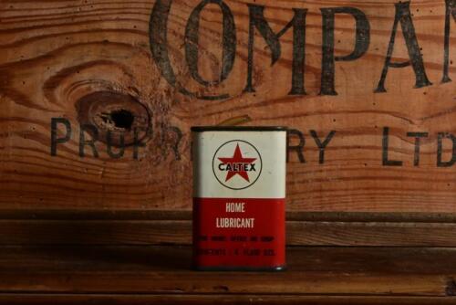 CALTEX: A 1930/40s "Caltex Home Lubricant" four fluid ounce tin