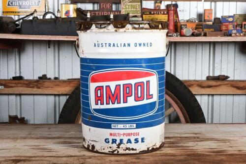 AMPOL: An Australian circa 1960s "Ampol Multi-Purpose Grease" forty-five pound drum