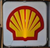 SHELL: A post 1971 moulded acrylic illuminated sign, mounted on MDF board, 97 x 94cm