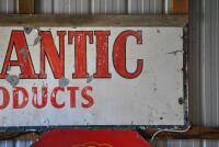 ATLANTIC: A large painted "Atlantic Products" galvanised tin sign, 64 x 175cm - 4