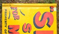 SHELL: An early Australian double sided post mounted "Shell Spirit for Motors" painted tin sign, printed lower right: Jas Robertson, Eml, Syd., some touch up to yellow ground and corner lettering, 33 x 57cm - 7