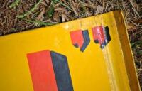 SHELL: An early Australian double sided post mounted "Shell Spirit for Motors" painted tin sign, printed lower right: Jas Robertson, Eml, Syd., some touch up to yellow ground and corner lettering, 33 x 57cm - 9