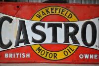 CASTROL: A large 1900/10 enamelled "Castrol Wakefield" sign, with embossed letters and border, overpainted in areas of rust, 89 x 180 - 4