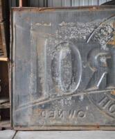 CASTROL: A large 1900/10 enamelled "Castrol Wakefield" sign, with embossed letters and border, overpainted in areas of rust, 89 x 180 - 8