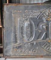CASTROL: A large 1900/10 enamelled "Castrol Wakefield" sign, with embossed letters and border, overpainted in areas of rust, 89 x 180 - 9