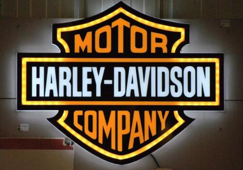HARLEY DAVIDSON: A reproduction "Harley Davidson Motor Company" illuminated sign, 40 x 50cm