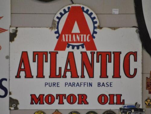 ATLANTIC: A mid 20th century enamelled "Atlantic Paraffin Base" sign, 35 x 44cm