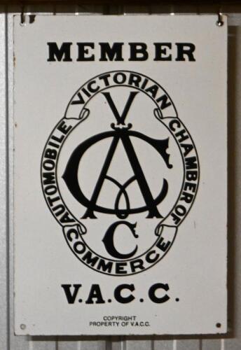 VACC: A "VACC Member" tin sign, 48 x 30cm