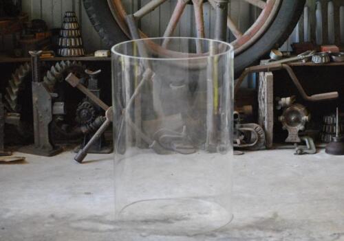 BOWSER GLASS: An large cylindrical petrol bowser glass for an early gravity feed petrol bowser, believed to fit lot 140, 45.75 x 32cm diameter