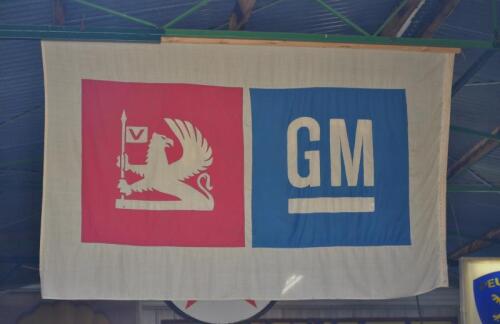 GENERAL MOTORS: A vintage GM sewn flag, 117 x 179cm