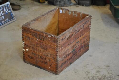 AMMUNITION BOX: A vintage sporting cartridges hardwood box, 23cm high, 37cm wide, 25cm deep