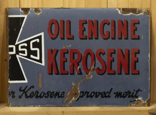 CROSS: An early "Cross Oil Engine Kerosene" enamelled sign, trimmed down, 30 x 44cm