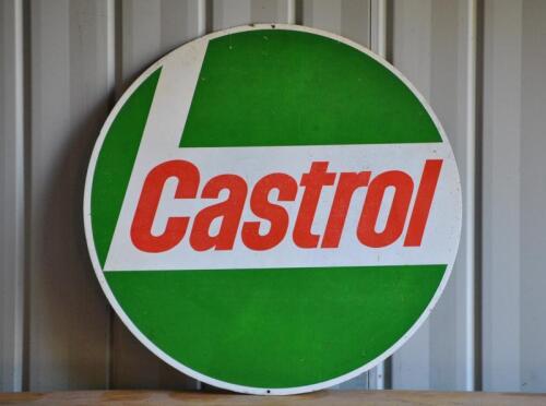 CASTROL: A circa 1970s "Castrol" tin sign, 60cm diameter
