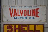 VALVOLINE: A circa 1960s double sided "Valvoline Motor Oil" tin sign, 18 x 46cm