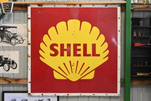 SHELL: A large 1960s Shell enamel sign, 121.5cm square
