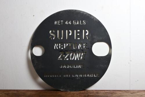 NEPTUNE: An original 'Super Neptune Z-Zone' forty four gallon drum stencil, 53.5cm diameter