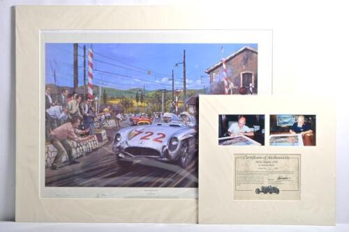MILLE MIGLIA: A Nicholas Watts print - "MILLE MIGLIA 1955". Stirling Moss, Denis Jenkinson signatures