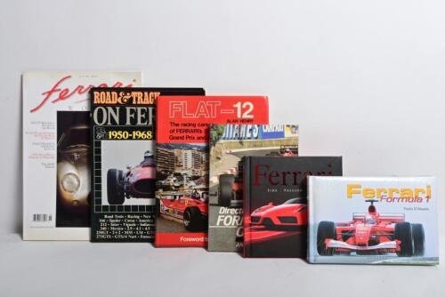 FERRARI: A collection of six publications related to Ferrari. 'FLAT-12 FERRARI' hardcover book by Alan Henry