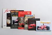 FERRARI: A collection of six publications related to Ferrari. 'FLAT-12 FERRARI' hardcover book by Alan Henry