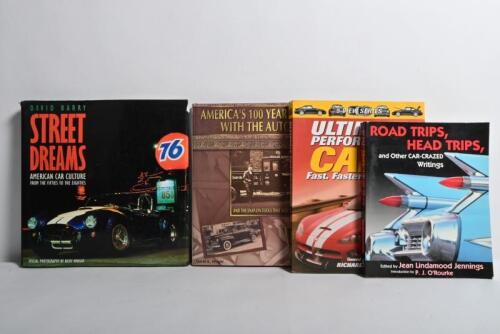 AMERICAN CARS: Four publications relating to American cars. 'AMERICA'S 100 YEAR LOVE AFFAIR WITH THE AUTOMOBILE' hardcover book by David K. Wright