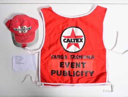 AUSTRALIAN RACING: Two items of clothing related to Australian motor sport events. Clipsal 500 hat signed by numerous V8 Supercar drivers including Peter Brock, Larry Perkins, Dick Johnson, Jason Bargwanna