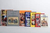 AUTOMOBILIA: A group of publications related to automobilia. 'BRANDS & BOXES OF THE OIL INDUSTRY IN AUSTRALASIA, THE DISCOVERY OF PETROLEUM AND THE HORSELESS CARRIAGE' softcover book by B.V. Curtis