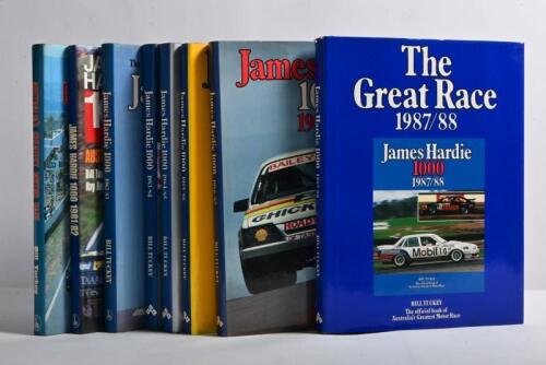 BATHURST YEAR BOOKS: A collection of eight Bathurst year books predominantly by Bill Tuckey. 'JAMES HARDIE 1000 1982/83' TO 'JAMES HARDIE 1000 1987/88' year books