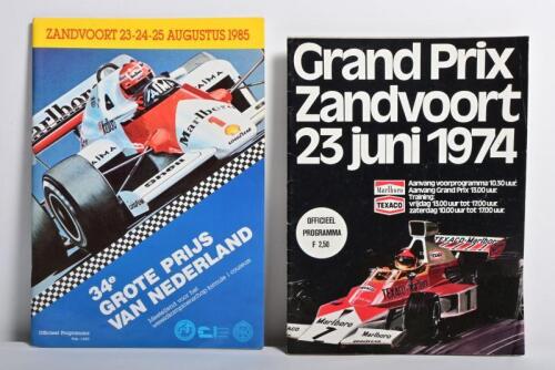 ZANDVOORT: Two Zandvoort Official Programmes. 'Grand Prix Zandvoort 23 juni 1974' & 'ZANDVOORT 23-24-25 AUGUSTUS 1985', 34th Dutch Grand Prix Official Programmes