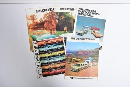 CHEVROLET: Six original 1973 Chevrolet sales brochures. Oldsmobile, Chevrolet, Chevrolet Trucks (Suburban & El Camino), Chevelle, Vega sales brochures