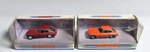 DINKY (MATCHBOX): Two Dinky (Matchbox) MG cars. 1973 MGB GT V8 (DY-16) in red and M.G.B. GT 1965 (DY-3B) in orange