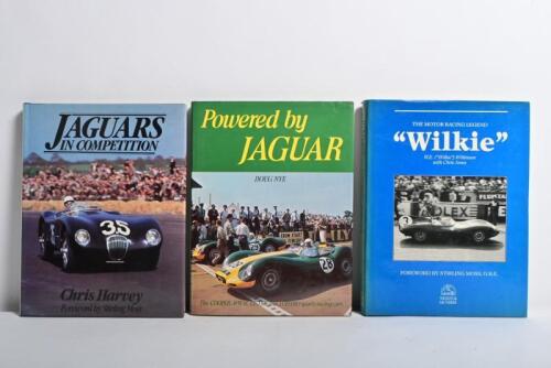 JAGUAR: Three hardcover books detailing Jaguar in racing. 'Powered by JAGUAR' by Doug Nye