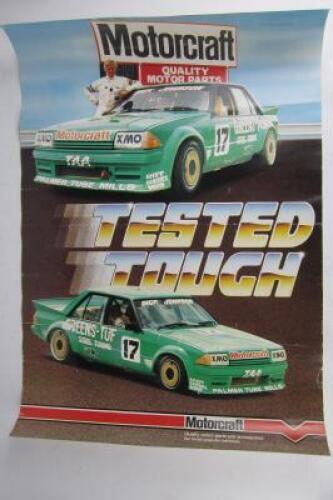 DICK JOHNSON: A poster by Motorcraft promoting the &lsquo;Tested Tough&rsquo; Greens-Tuf Ford Falcon XE of Dick Johnson