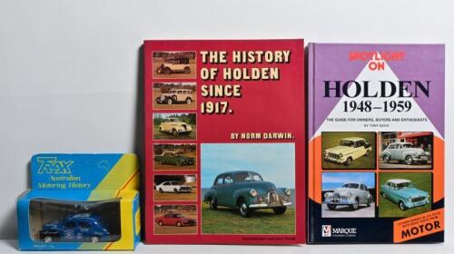 HOLDEN: Three Holden related items. Limited Edition TRAX FJ Holden Sedan 1955 REDEX TRIAL (8001R) model & two Holden books