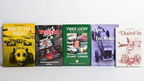 MOTORSPORT: A collection of hardcover books detailing various aspects of motor sport. 'MEN AT THE WHEEL' by Peter Miller