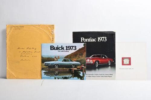 GENERAL MOTORS: Three 1973 General Motors items. Buick, Cadillac, Pontiac sales brochures